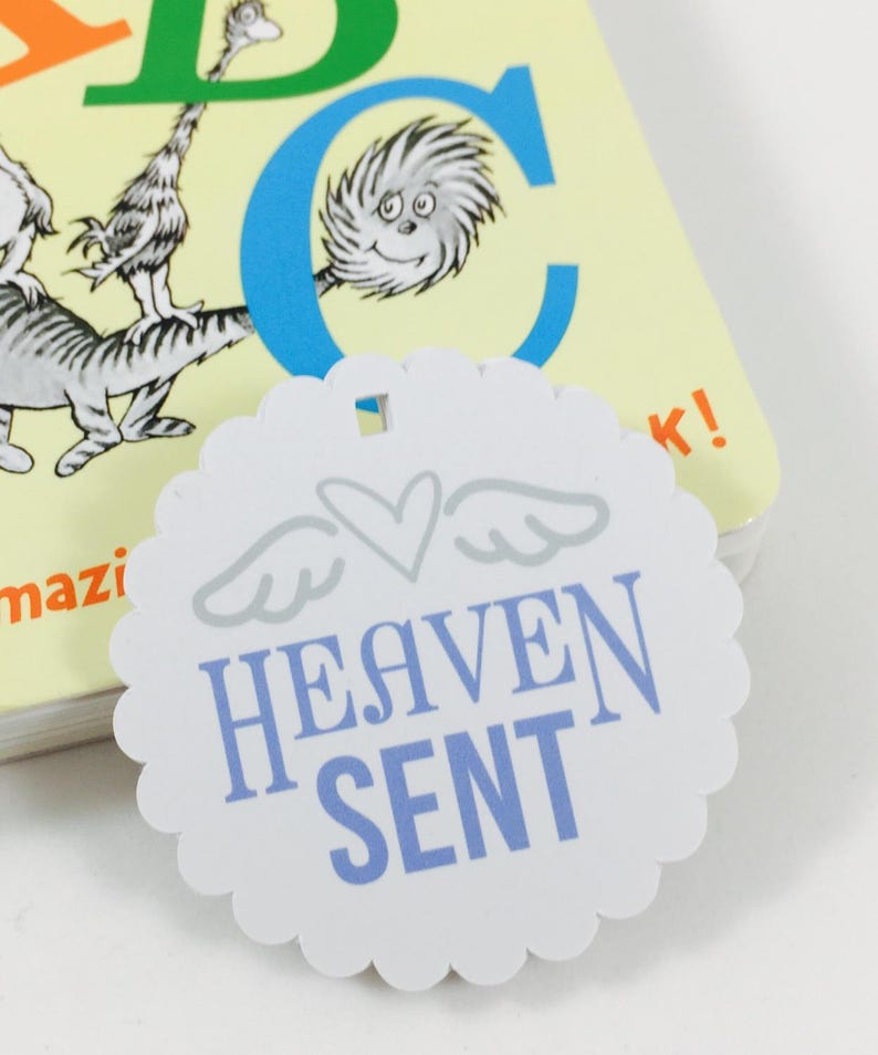 Heaven Sent Baby Shower Tags Thank You Favors Baby Boy Etsy