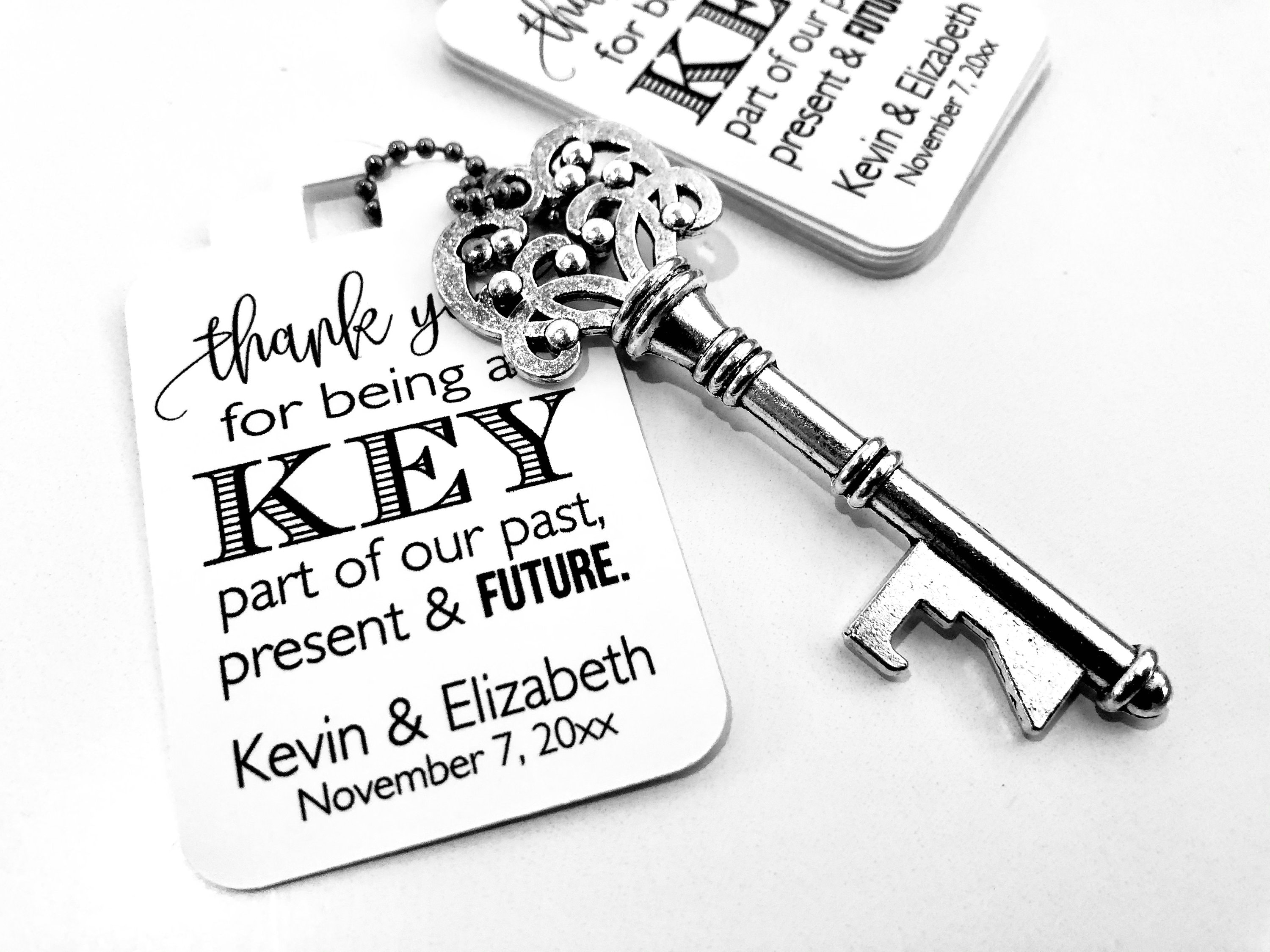 Skeleton Antique Key Bottle Opener AND Tags, Wedding Favors, Key Favor Tags, Wedding Tags, Antique Keys, Set of 24