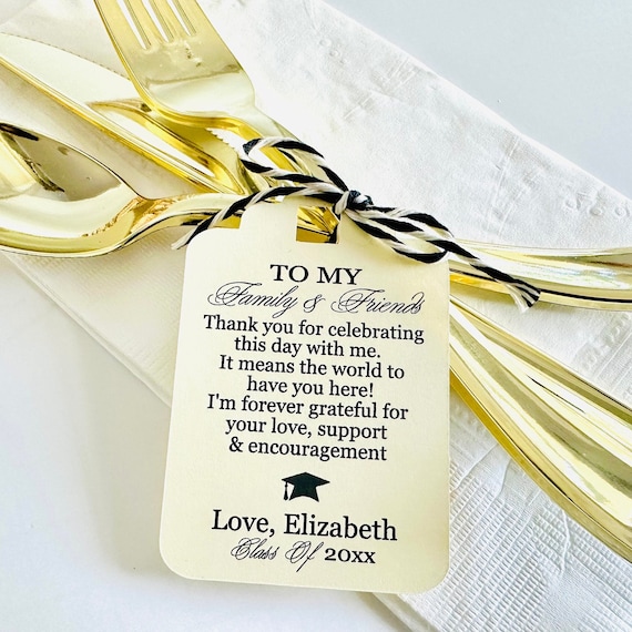 Graduation Thank You Favor Gift Tags, Grad Party Hang Tags, Class of 2026 College Graduation (Set of 9)