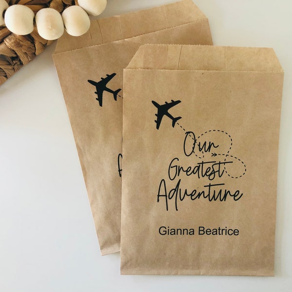 Adventure Awaits Baby Shower Party Favor Treats, Bags for Our Greatest Adventure Gender Reveal