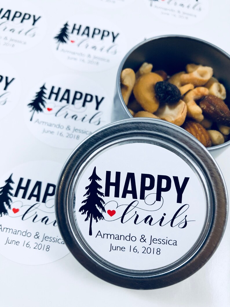 Round Rustic Wedding Favor Label Stickers Custom Trail Mix - Etsy