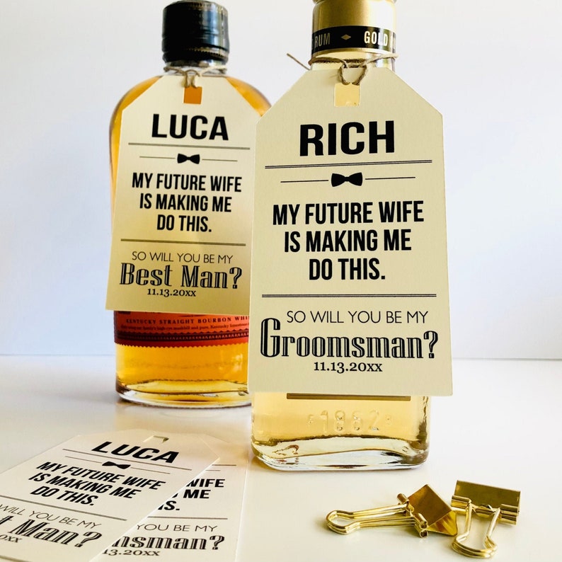 Future Wife, Groomsman Best Man Proposal Card Gift Hang Tags image 1