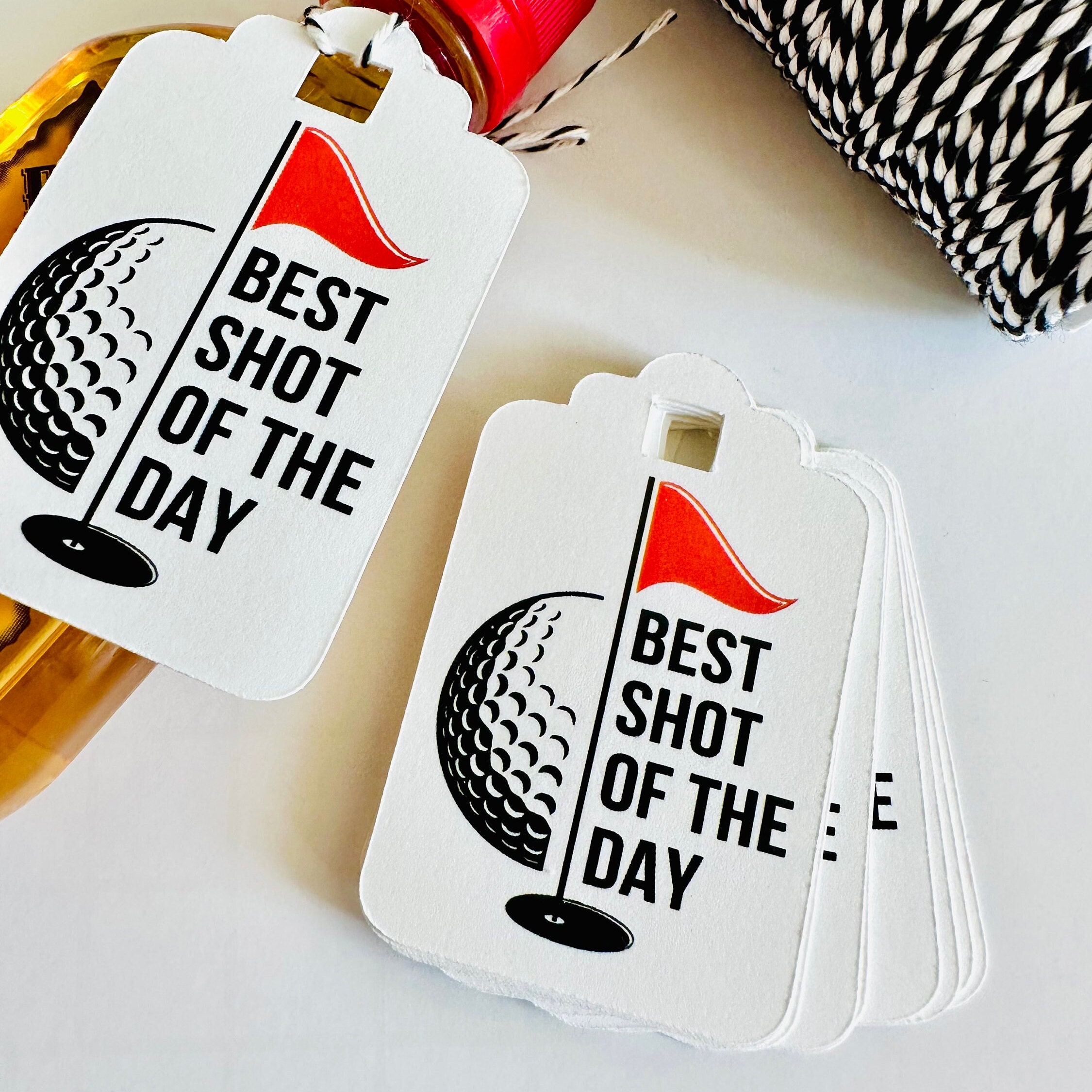 Golf Themed Bachelor Party Decor Mini Liquor Bottle Tags, Golf Lover Hang Tags - (Set of 12)