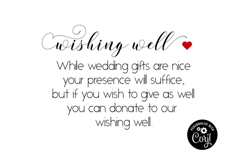 Wedding Gift Registry Insert Card Template Wishing Well Etsy
