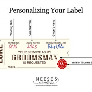 Custom Groomsmen Best Man Proposal Box Whiskey Labels, Personalized Will You Be My Whiskey Gifts image 2