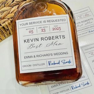Personalized Officiant Groomsmen Best Man Proposal Box Whiskey Labels, Custom Will You Be My Whiskey Gifts