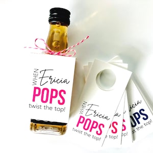 Baby Shower Favor Tags: Ready to Pop, Mini Liquor Bottle Gifts (Set of 12)