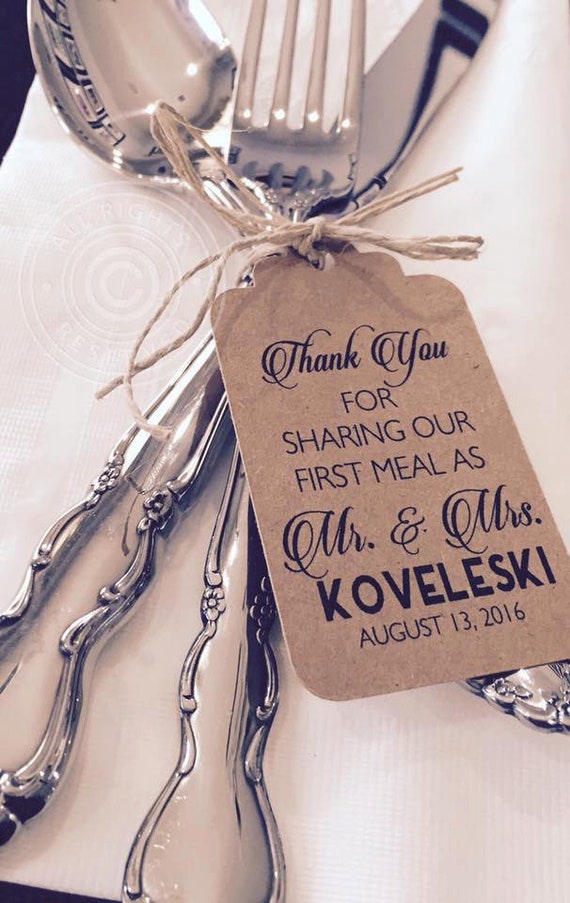 Thank You For Sharing Our First Meal Silverware Tags Wedding Etsy