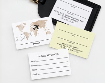 Custom Wedding Luggage Tag Inserts, Travel Gift Wedding Favors