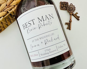 Custom Groomsmen Best Man Officiant Proposal Box Whiskey Labels, Custom Will You Be My Whiskey Gifts