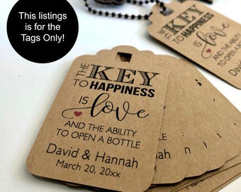 Skeleton Key Wedding Favor Tags, Key to Happiness, Set of 12