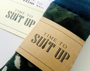 Groomsmen Proposal Sock Wraps, Time To Suit Up, Wedding Favor