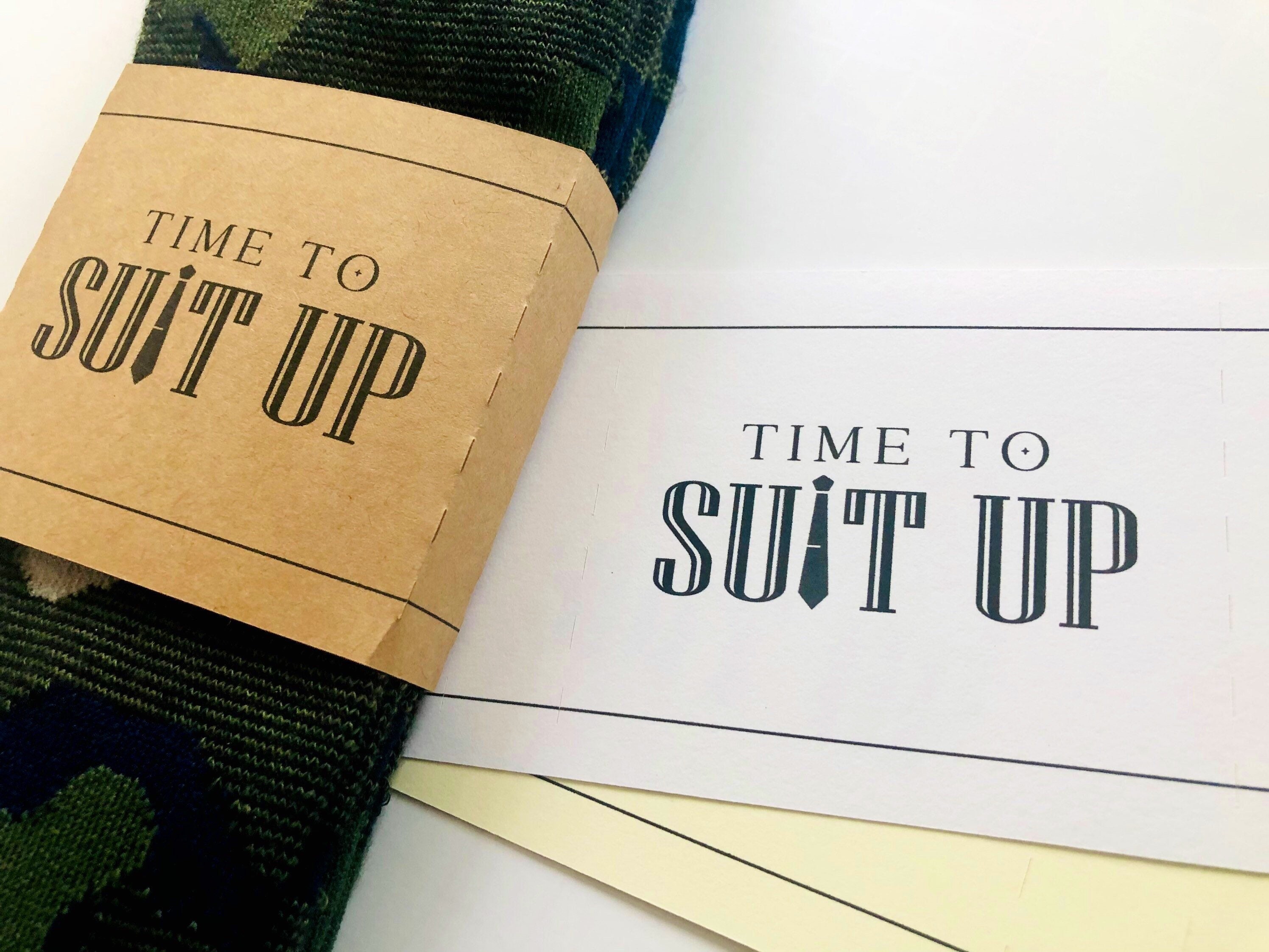 Wedding Day Groomsman Best Man Proposal Socks, Personalized Sock Wraps for Groomsmen, Time To Suit Up