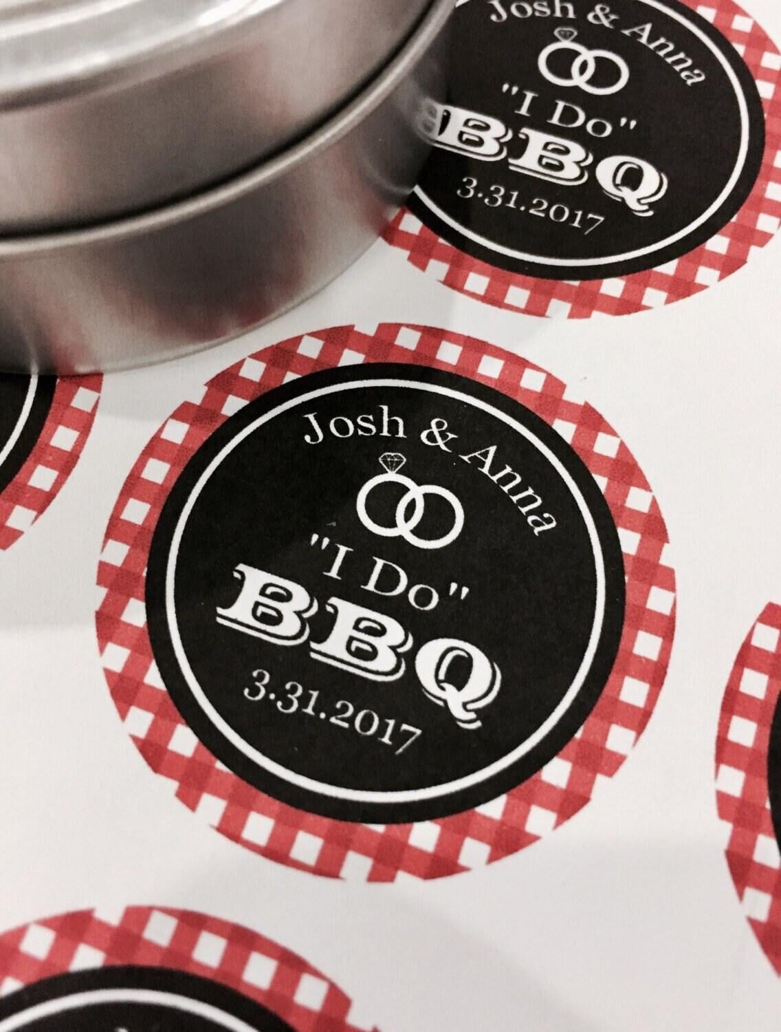Custom I Do BBQ Wedding Shower Favor Stickers, Personalized Wedding Stickers For BBQ Favors