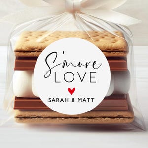 Smores Love Rustic Wedding Favors Round Stickers, Smore Party Bar Sticker Labels