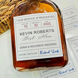 Personalized Officiant Groomsmen Best Man Proposal Box Whiskey Labels, Custom Will You Be My Whiskey Gifts
