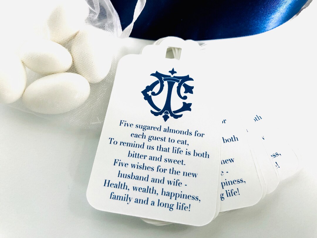 Jordan Almonds Italian Wedding Candy Custom Favor Tags Five Etsy