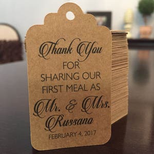 Thank You For Sharing Our First Meal Silverware Tags, Wedding Thank You Tags, Wedding Reception Table Decor Set of 12 image 4