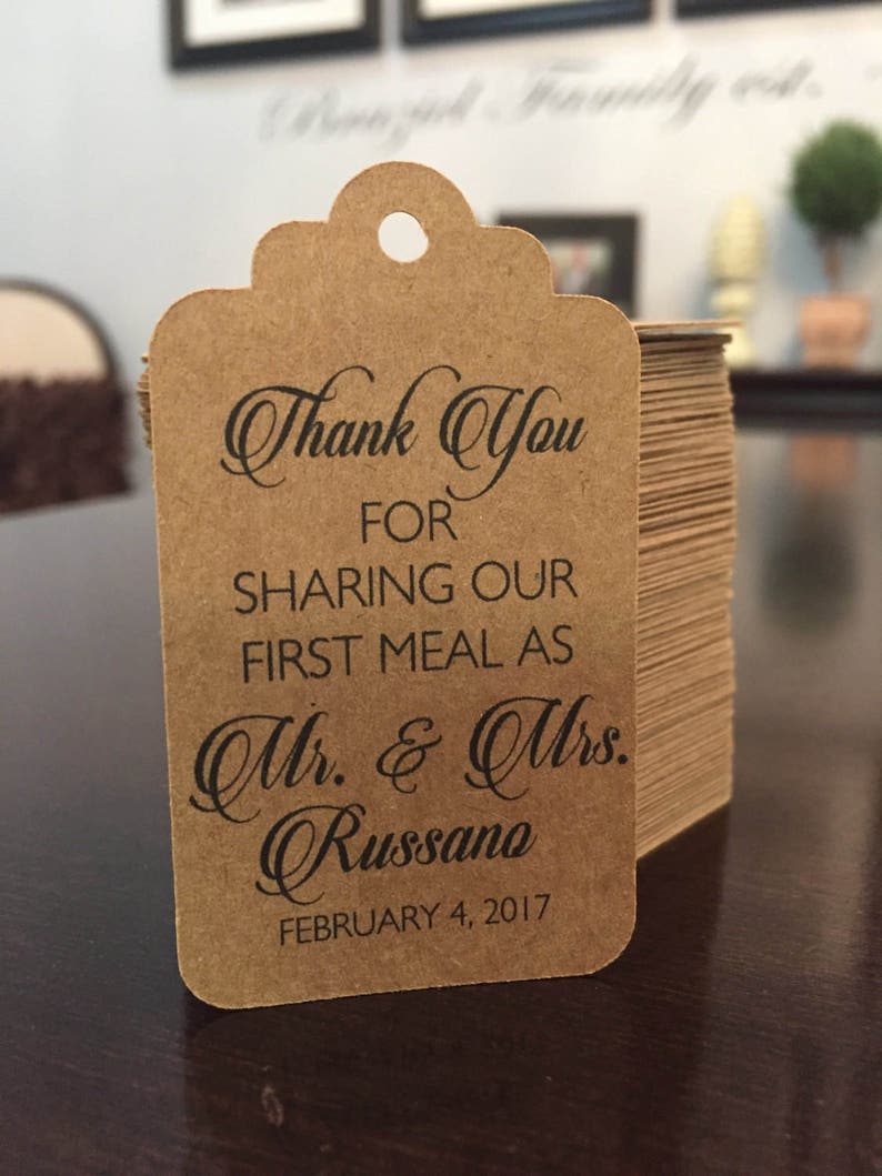 Thank You For Sharing Our First Meal Silverware Tags, Wedding Thank You Tags, Wedding Reception Table Decor Set of 12 image 4