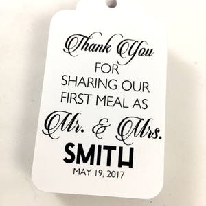 Thank You For Sharing Our First Meal Silverware Tags, Wedding Thank You Tags, Wedding Reception Table Decor Set of 12 image 3