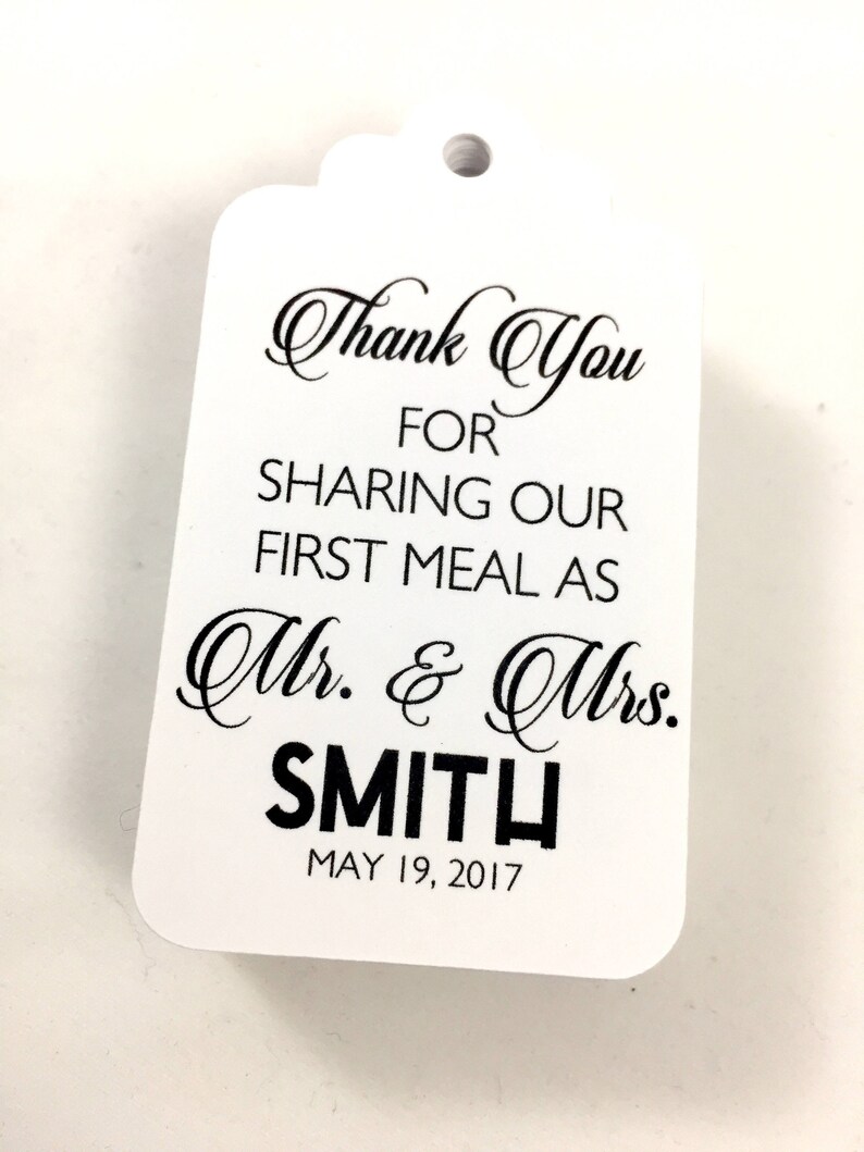 Thank You For Sharing Our First Meal Silverware Tags, Wedding Thank You Tags, Wedding Reception Table Decor Set of 12 image 3