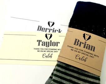 Personalized Best Man Groomsman Proposal Mens Wedding Socks Labels, Wedding Day Party Gifts,