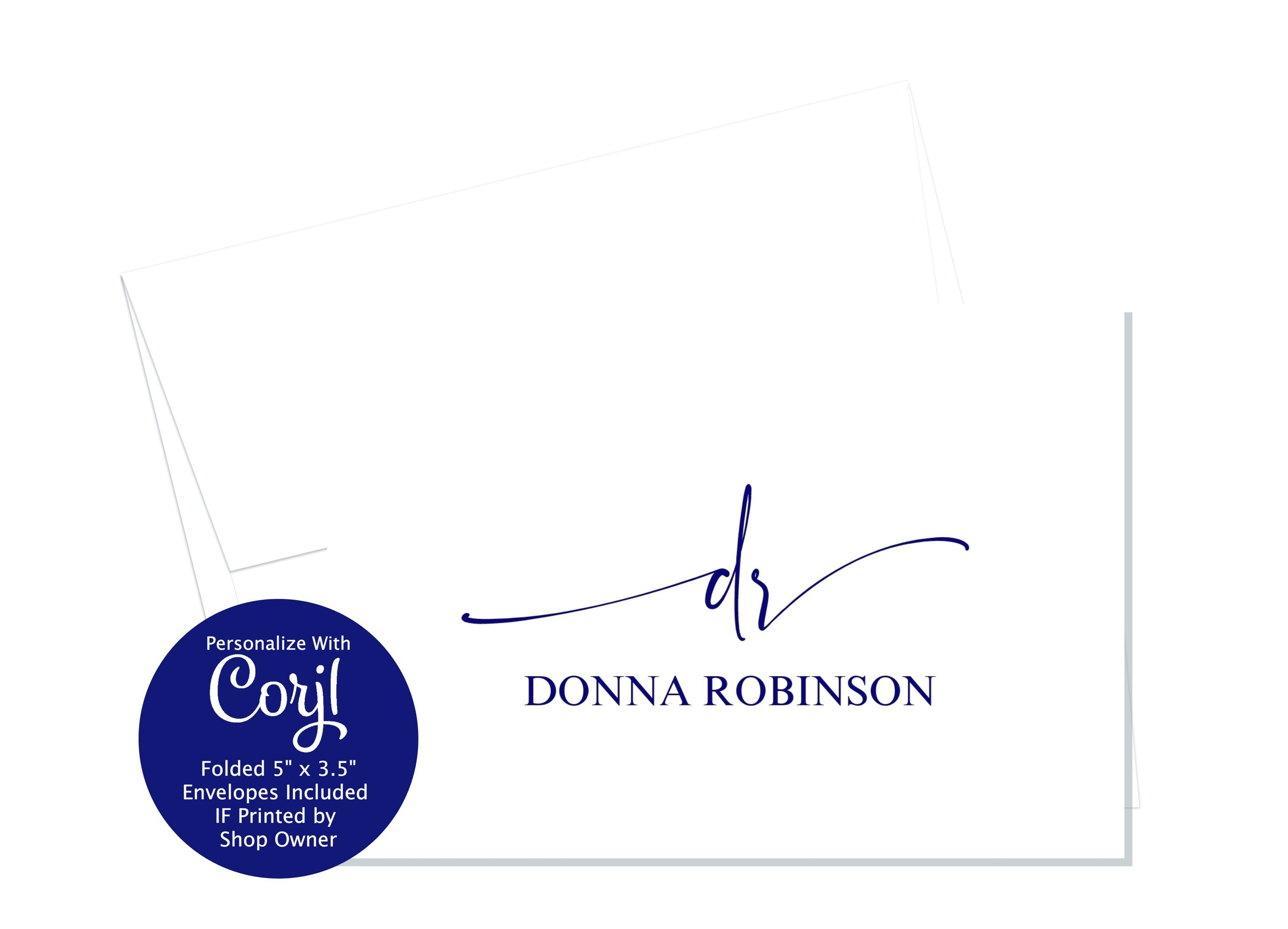 Monogram Initial Blank Note Cards Mini Personalized Thank You Etsy