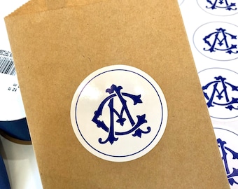 Custom Wedding Monogram Labels Stickers, Round Self Adhesive Envelope Seals