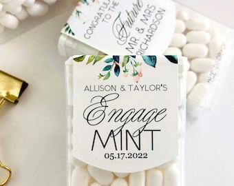 Edible Wedding Engagement Party Guest Favors, Mints Sticker Labels, Wedding Candy Favor Stickers (Labels Only)