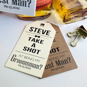 Take A Shot Groomsman Best Man Proposal Custom Gift Hang Tags, Will You Be My Best Man Proposal Box Gift Kraft Card Stock