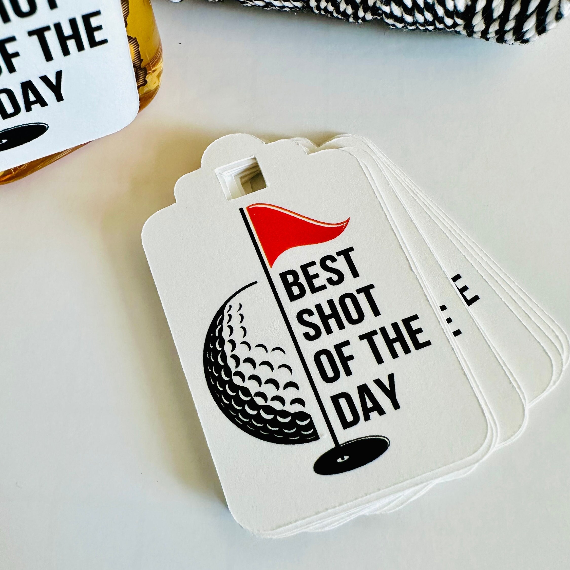 Golf Themed Bachelor Party Decor Mini Liquor Bottle Tags, Golf Lover Hang Tags - (Set of 12)