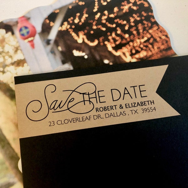 Save The Dates Wedding Return Address Mailing Sticker Labels, Kraft Paper Shipping Labels (Set of 12)