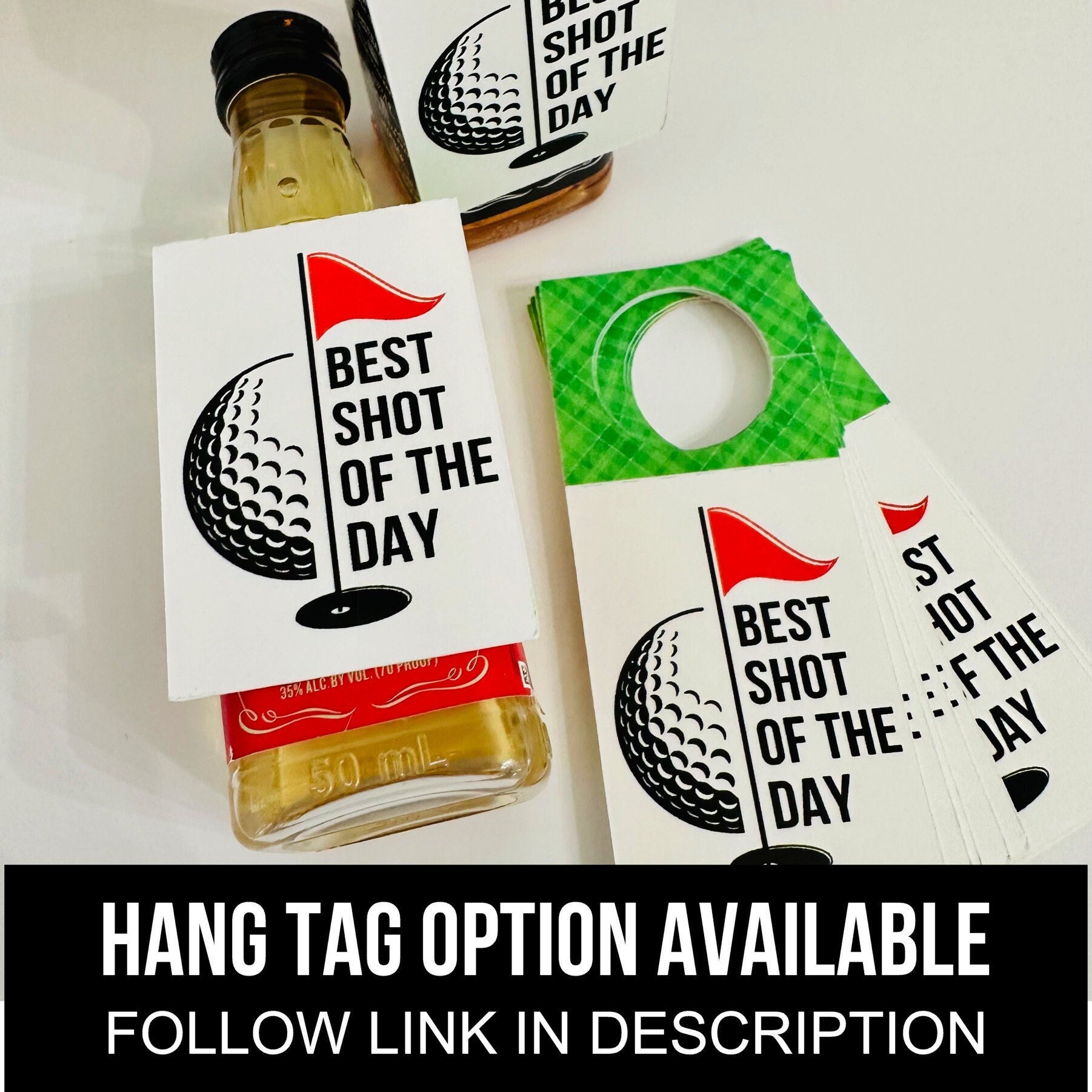Golf Themed Bachelor Party Decor Mini Liquor Bottle Tags, Golf Lover Hang Tags - (Set of 12)