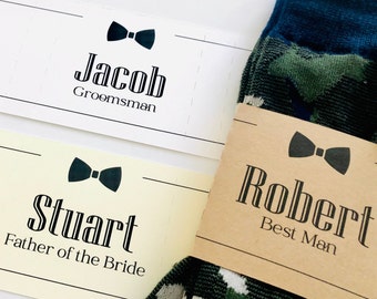 Wedding Best Man Groomsman Proposal Labels For Mens Socks, Personalized Sock Wraps for Groomsmen