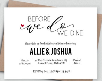 Wedding Rehearsal Dinner Party Invite Templates, Before We Do Dinner Party Invite