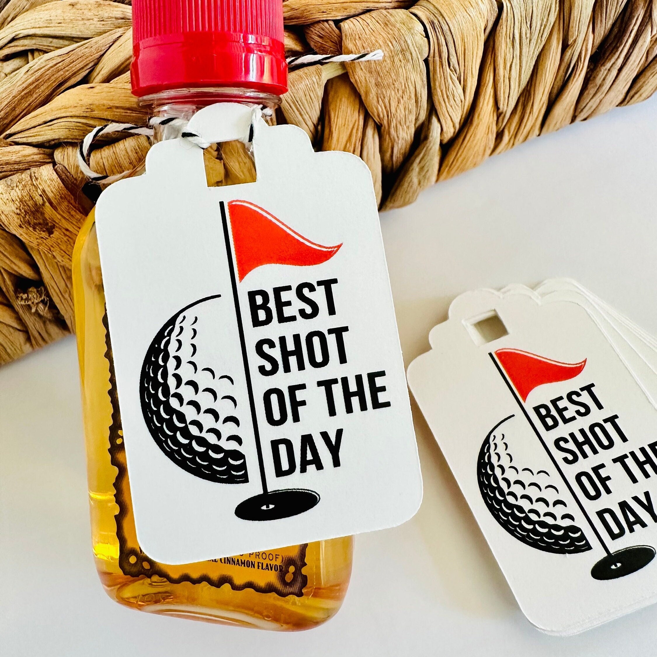 Golf Themed Bachelor Party Decor Mini Liquor Bottle Tags, Golf Lover Hang Tags - (Set of 12)