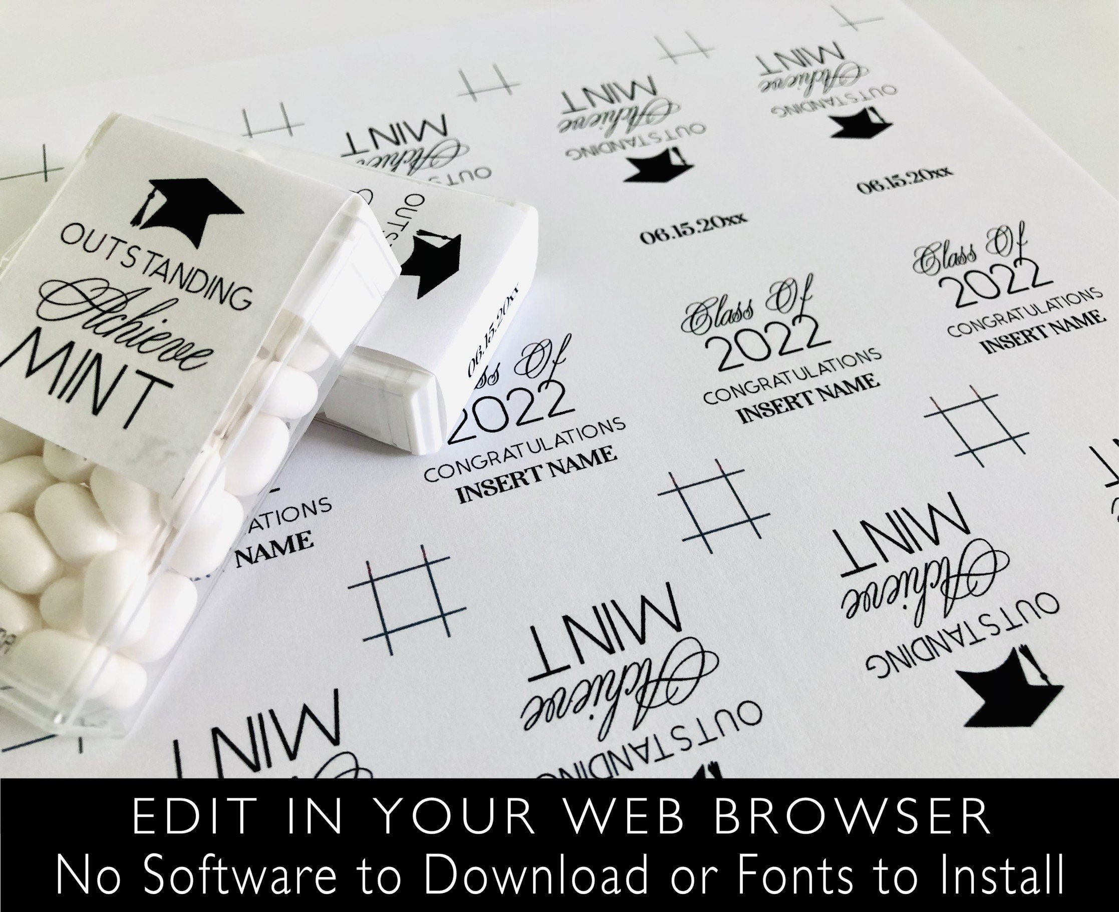 Graduation Party Mint Labels, Senior Class of 2026 High School Grad ...
