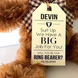 Personalized Ring Security Bearer Proposal Box Gift Hang Tags, Will You Be My Ring Bearer Card