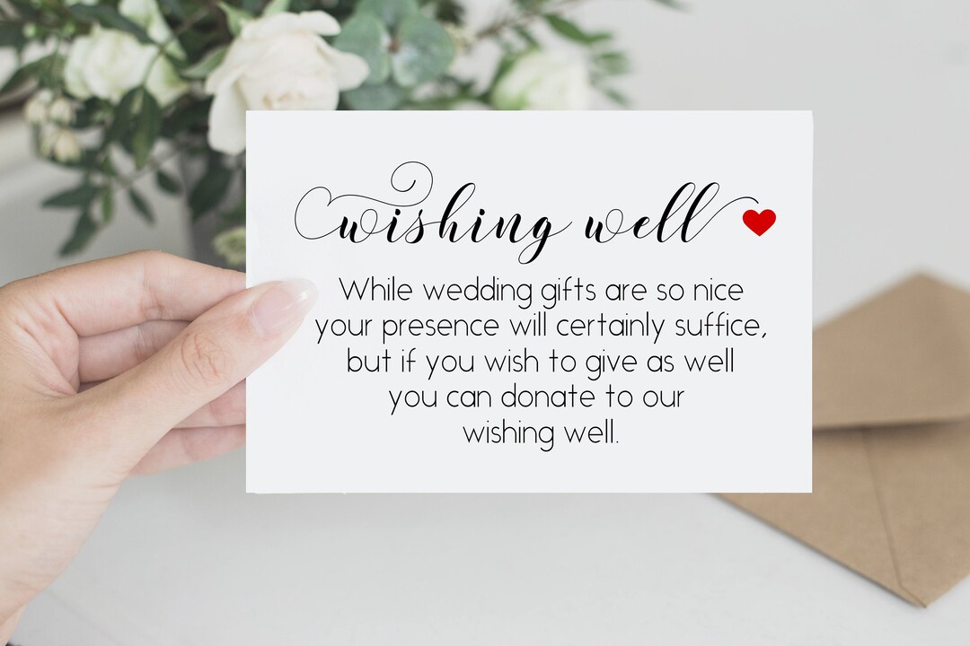 Wedding Gift Registry Insert Card Template Wishing Well Etsy