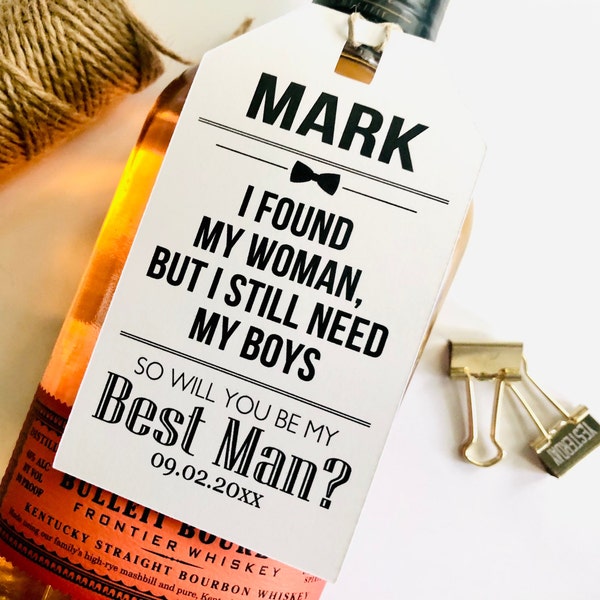 Personalized Ask Groomsman Usher Officiant Proposal Hang Tags, Will You Be My Proposal Invite Cards, Still Need My Boys