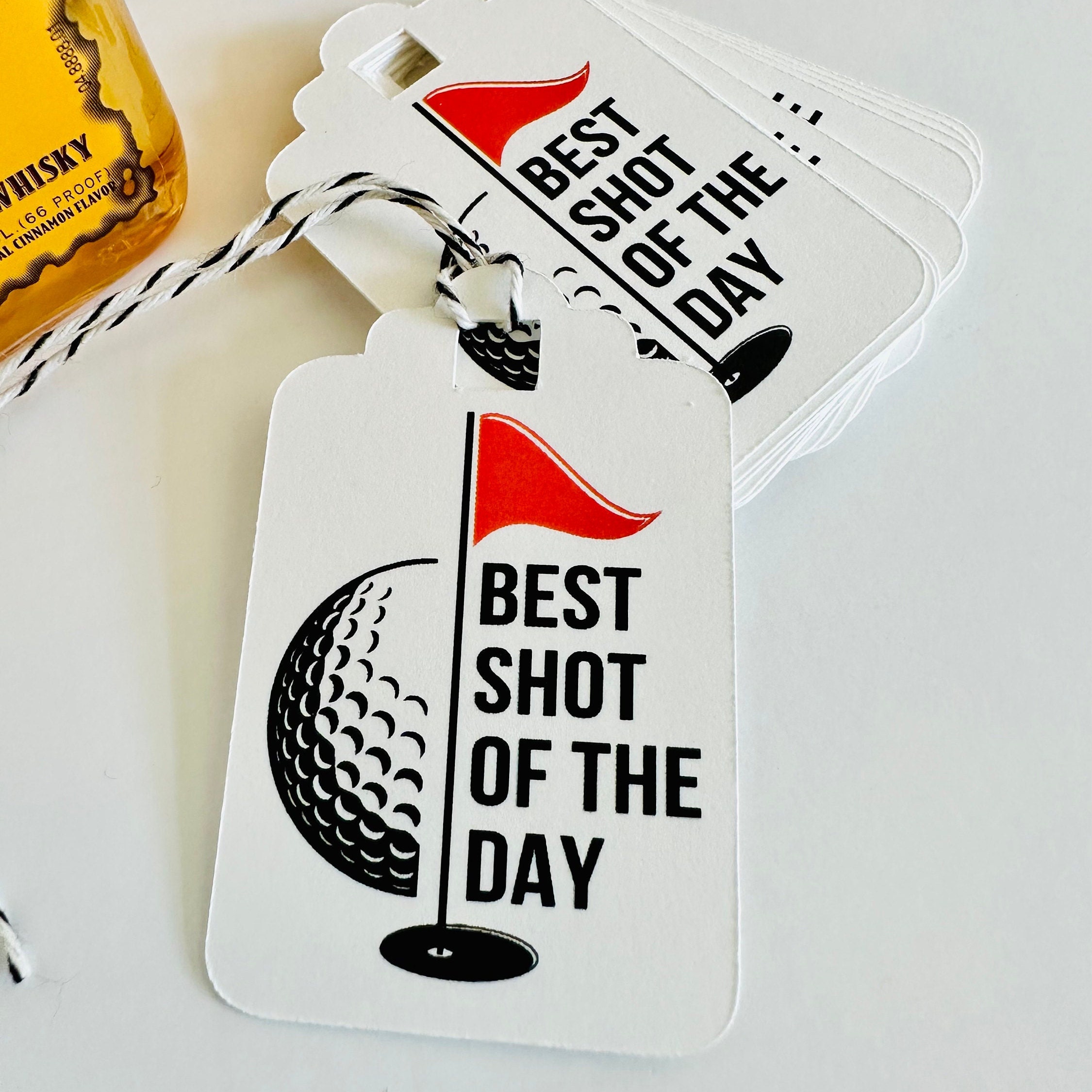 Golf Themed Bachelor Party Decor Mini Liquor Bottle Tags, Golf Lover Hang Tags - (Set of 12)