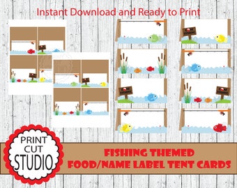 Fishing Party Food Tent Cards: Printable Name Labels (Digital Download)