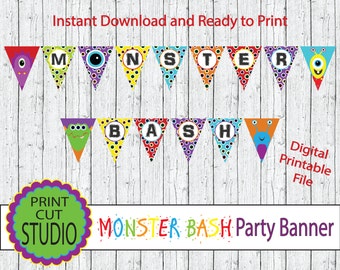 Monster Bash Party Banner: Printable Monster Garland (Digital Download)