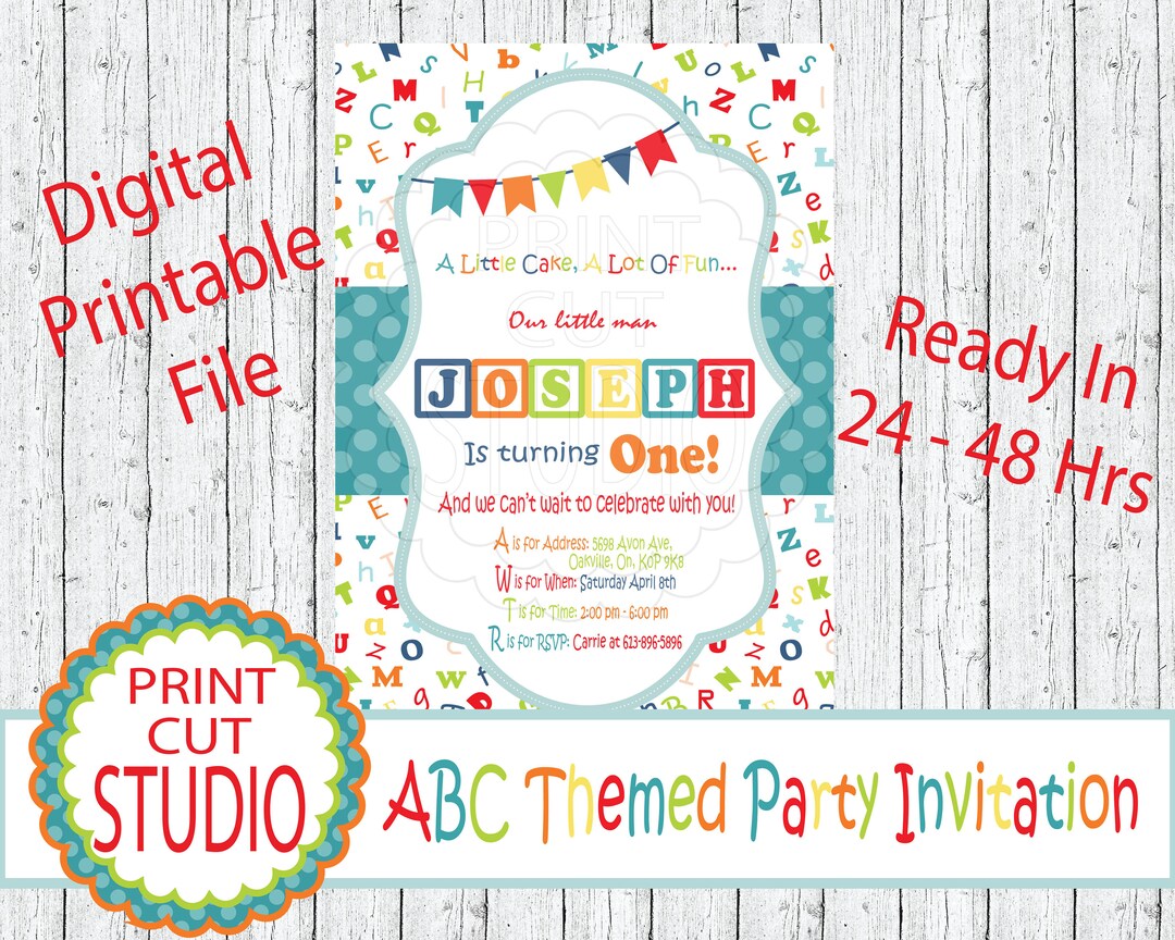 ABC Alphabet Birthday Invitation: Baby Blocks Theme (digital File) - Etsy