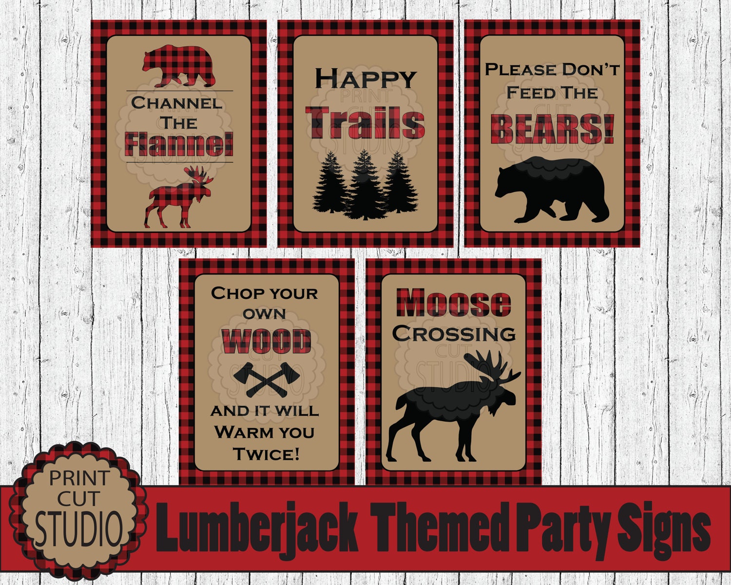 Lumberjack Themed Party Signs INSTANT DOWNLOAD Printable Digital File ...