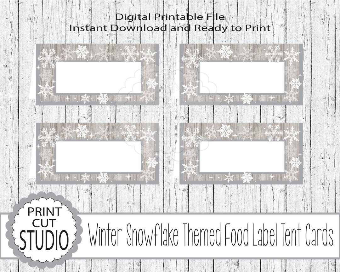 Winter Wonderland Themed Tent Style Food Table Labels Name Cards ...