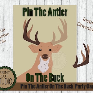 Pin the Antler on the Buck Party Game (Digital Download)