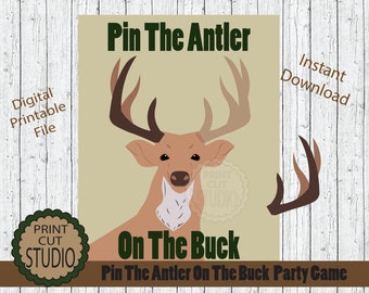 Pin the Antler on the Buck Party Game (Digital Download)