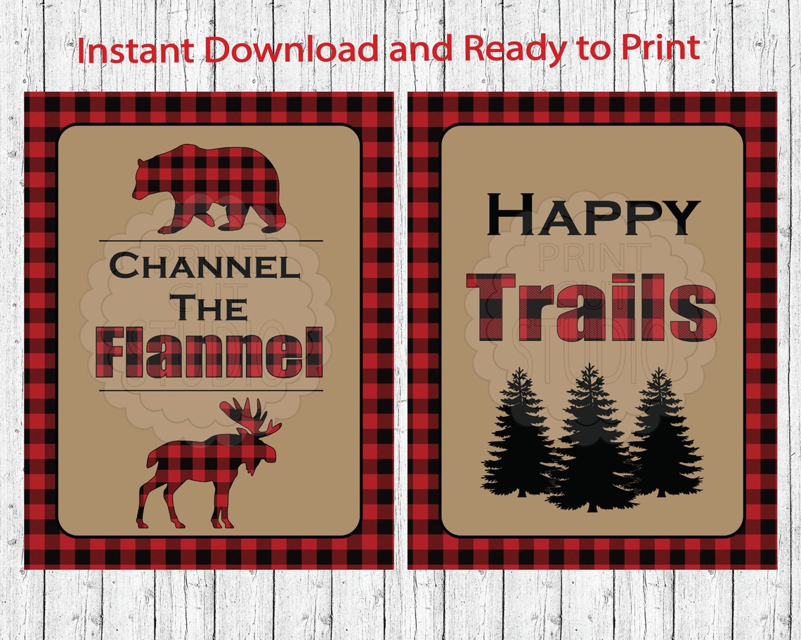 Lumberjack Themed Party Signs INSTANT DOWNLOAD Printable Digital File ...