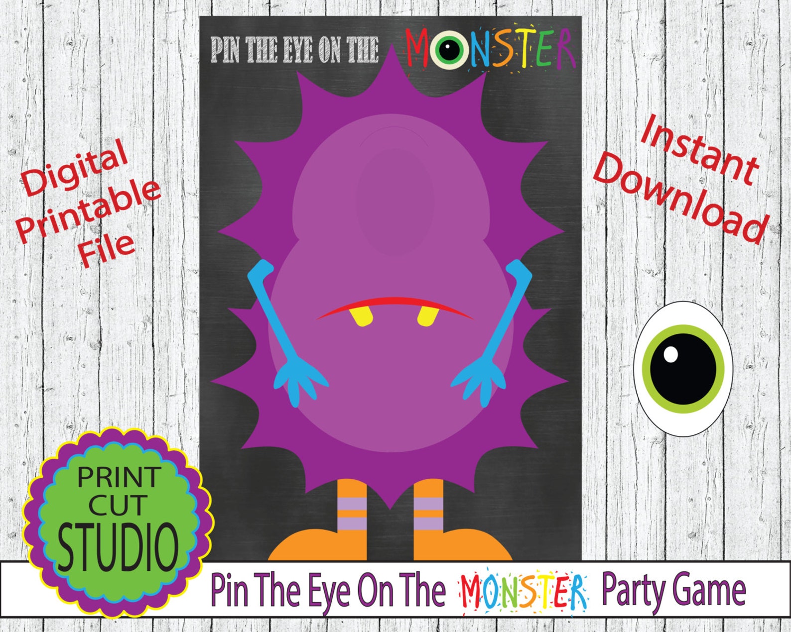 Pin The Eye On The Monster Party Game Instant Download Etsy Canada